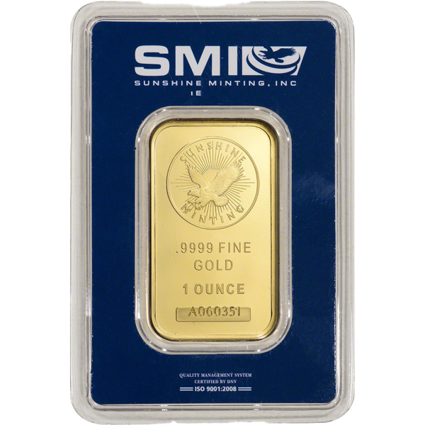 1oz GOLD SUNSHINE BAR front